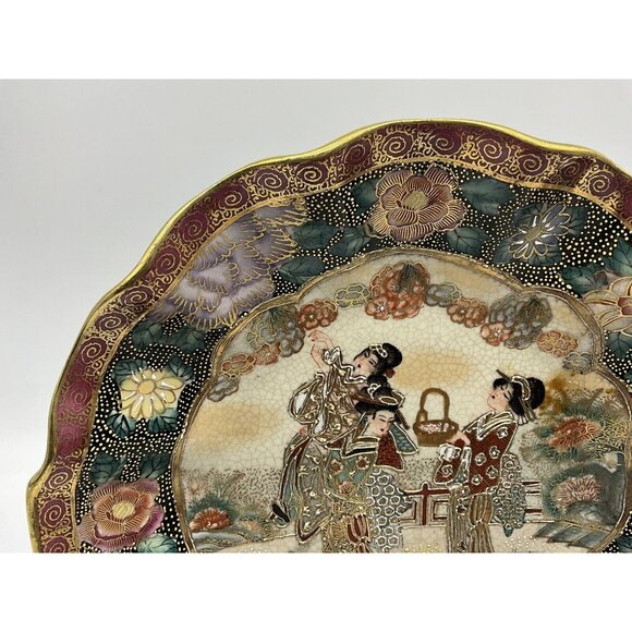 Satsuma United Wilson Chinese Women Porcelain Gold Embellished Plate Vintage - Picture 16 of 16